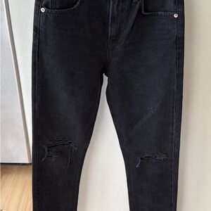 Agolde Women's Black High Rise Distressed Jeans